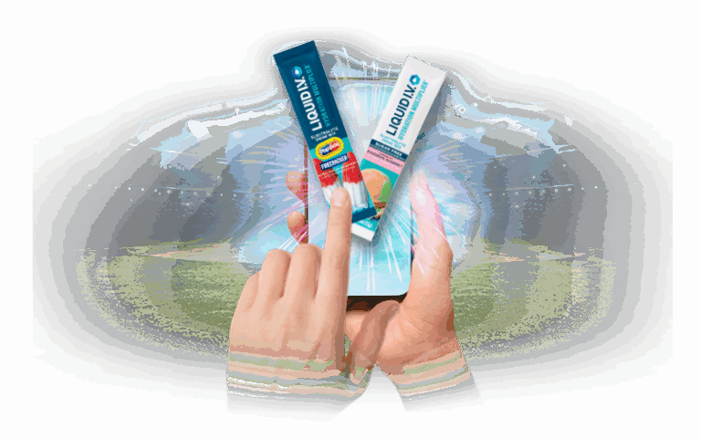 Person holding Liquid IV packets