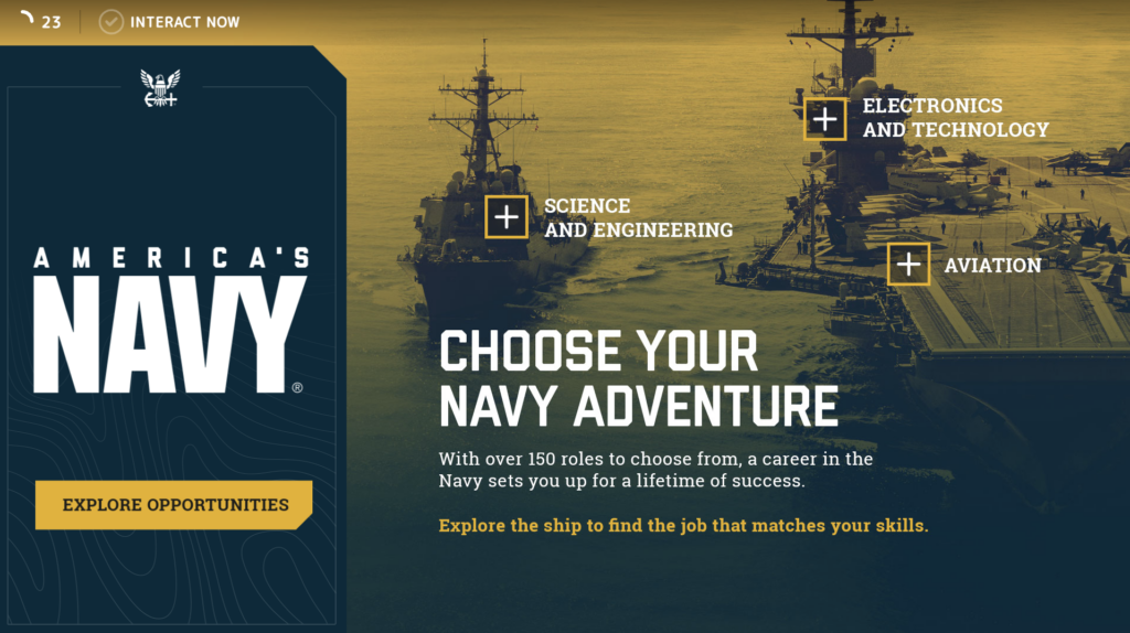 America's Navy ad experience